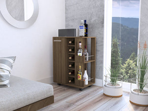 HomeRoots Brown Rolling Bar Cart - Stylish Wine Storage & Mobility for Home Entertaining & Compact Spaces 477741