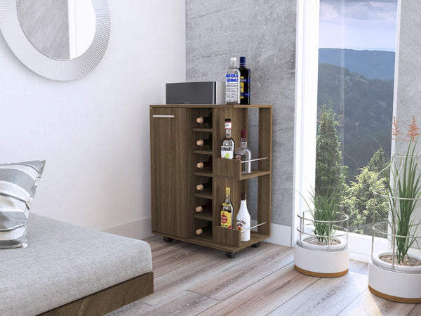 HomeRoots Brown Rolling Bar Cart - Stylish Wine Storage & Mobility for Home Entertaining & Compact Spaces 477741