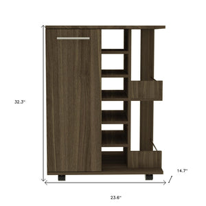 HomeRoots Brown Rolling Bar Cart - Stylish Wine Storage & Mobility for Home Entertaining & Compact Spaces 477741