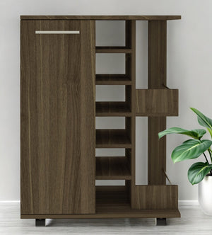 HomeRoots Brown Rolling Bar Cart - Stylish Wine Storage & Mobility for Home Entertaining & Compact Spaces 477741