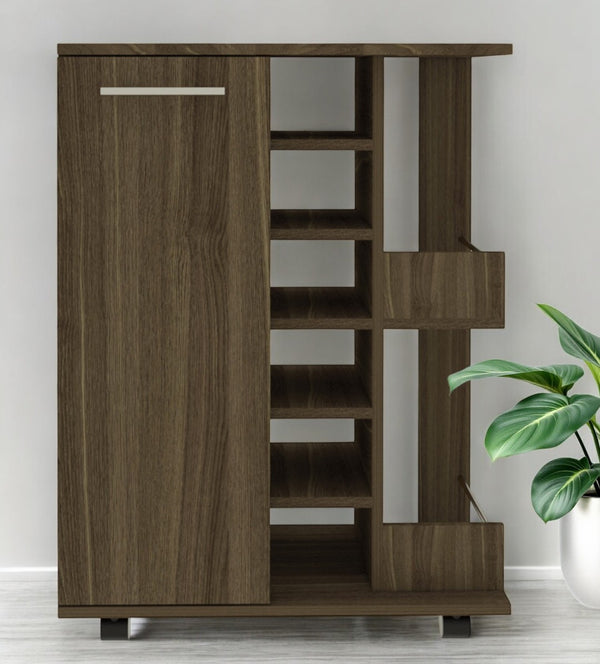 HomeRoots Brown Rolling Bar Cart - Stylish Wine Storage & Mobility for Home Entertaining & Compact Spaces 477741