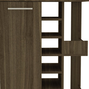 Homeroots Brown Rolling Bar Cart With Wine Storage  Particle Board 477741