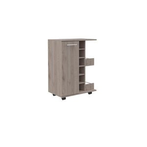 Homeroots Light Gray Rolling Bar Cart With Wine Storage  Particle Board 477743