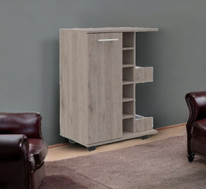 Homeroots Light Gray Rolling Bar Cart With Wine Storage  Particle Board 477743