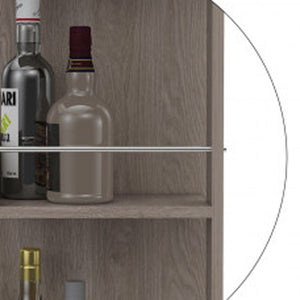 Homeroots Light Gray Rolling Bar Cart With Wine Storage  Particle Board 477743