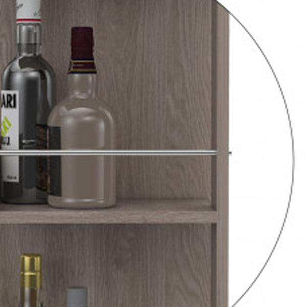 Homeroots Light Gray Rolling Bar Cart With Wine Storage  Particle Board 477743