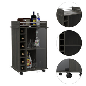 Homeroots Espresso Rolling Bar Cart With Wine Storage  Particle Board 477744