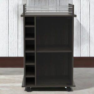 Homeroots Espresso Rolling Bar Cart With Wine Storage  Particle Board 477744