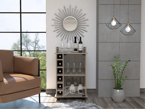 Homeroots Light Gray Rolling Bar Cart With Wine Storage  Particle Board 477745