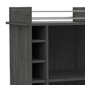 Homeroots Gray Rolling Bar Cart With Wine Storage  Particle Board 477746