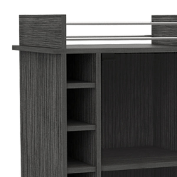 Homeroots Gray Rolling Bar Cart With Wine Storage  Particle Board 477746