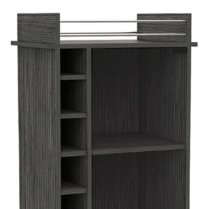 Homeroots Gray Rolling Bar Cart With Wine Storage  Particle Board 477746
