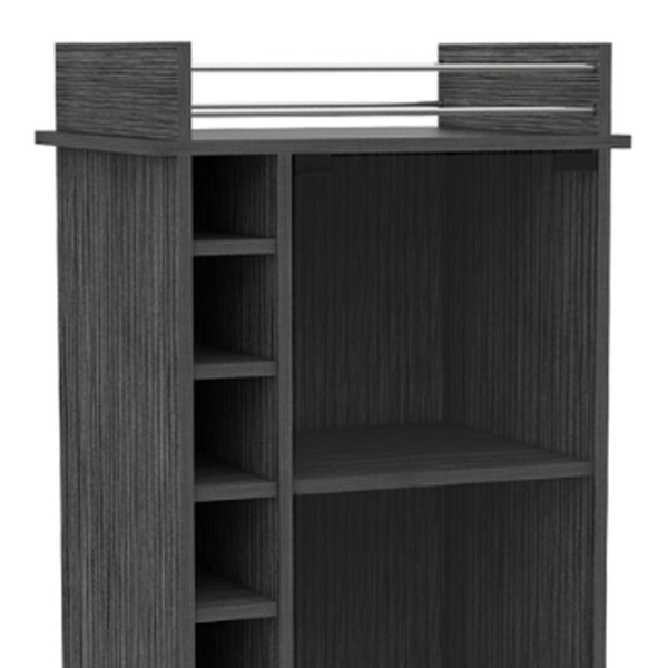 Homeroots Gray Rolling Bar Cart With Wine Storage  Particle Board 477746