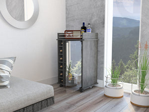 Homeroots Gray Rolling Bar Cart With Wine Storage  Particle Board 477746