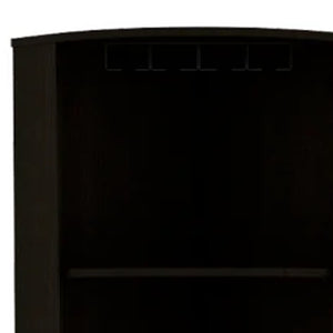 HomeRoots 71" Black Wood Corner Bar Cabinet – Modern Space-Saving Design with Open Shelves & Hidden Storage Solutions 477753