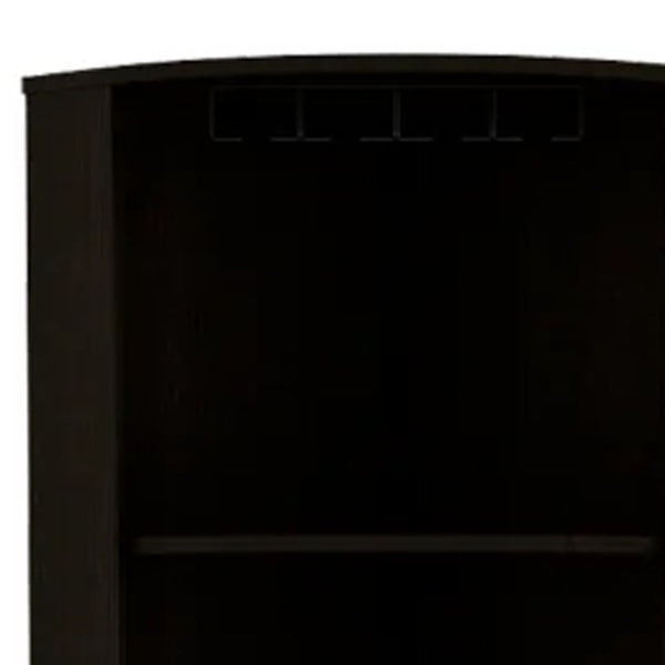 HomeRoots 71" Black Wood Corner Bar Cabinet – Modern Space-Saving Design with Open Shelves & Hidden Storage Solutions 477753