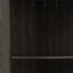 HomeRoots 71" Dark Brown Corner Bar Cabinet - Space-Saving Design with Open Shelves & Wine Storage Cubbies 477754