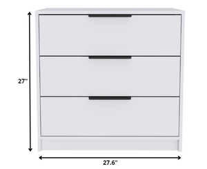Homeroots 28" White Manufactured Wood Three Drawer Dresser  Manufactured Wood 477761