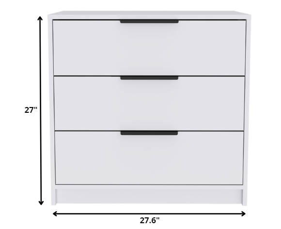 Homeroots 28" White Manufactured Wood Three Drawer Dresser  Manufactured Wood 477761