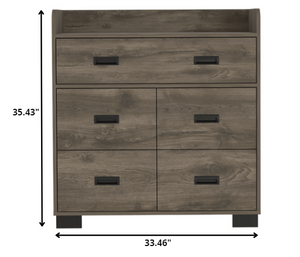 Homeroots 33" Dark Brown Manufactured Wood Five Drawer Dresser  Manufactured Wood 477763