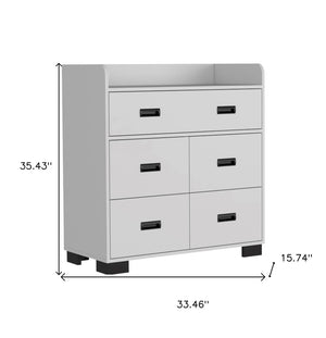 HomeRoots 33" Compact Five-Drawer Dresser in High-Quality Manufactured Wood for Stylish Bedroom Storage Solutions White 477764