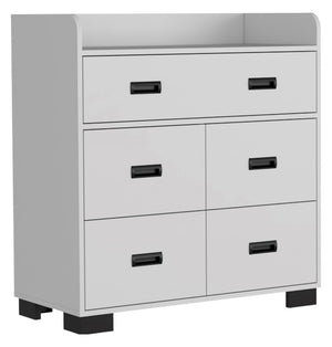 HomeRoots 33" Compact Five-Drawer Dresser in High-Quality Manufactured Wood for Stylish Bedroom Storage Solutions White 477764