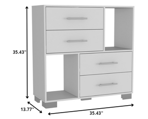 Homeroots 35" White Manufactured Wood Four Drawer Dresser  Manufactured Wood 477765