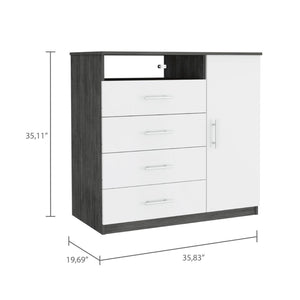 Homeroots 36" Gray And White Four Drawer Dresser  Manufactured Wood 477775