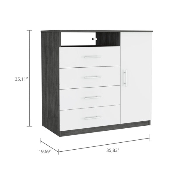 Homeroots 36" Gray And White Four Drawer Dresser  Manufactured Wood 477775