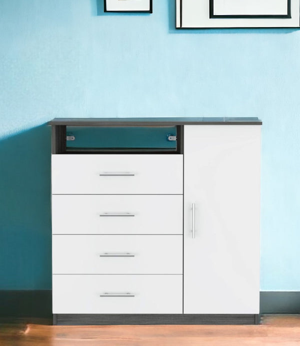 Homeroots 36" Gray And White Four Drawer Dresser  Manufactured Wood 477775