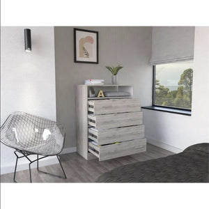 Homeroots 33" Light Grey Manufactured Wood Four Drawer Dresser  Manufactured Wood 477782