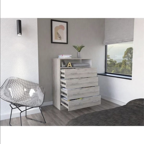 Homeroots 33" Light Grey Manufactured Wood Four Drawer Dresser  Manufactured Wood 477782