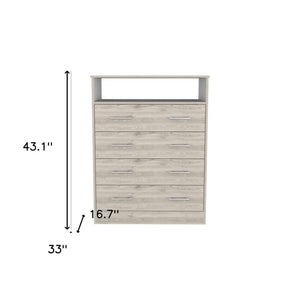 Homeroots 33" Light Grey Manufactured Wood Four Drawer Dresser  Manufactured Wood 477782