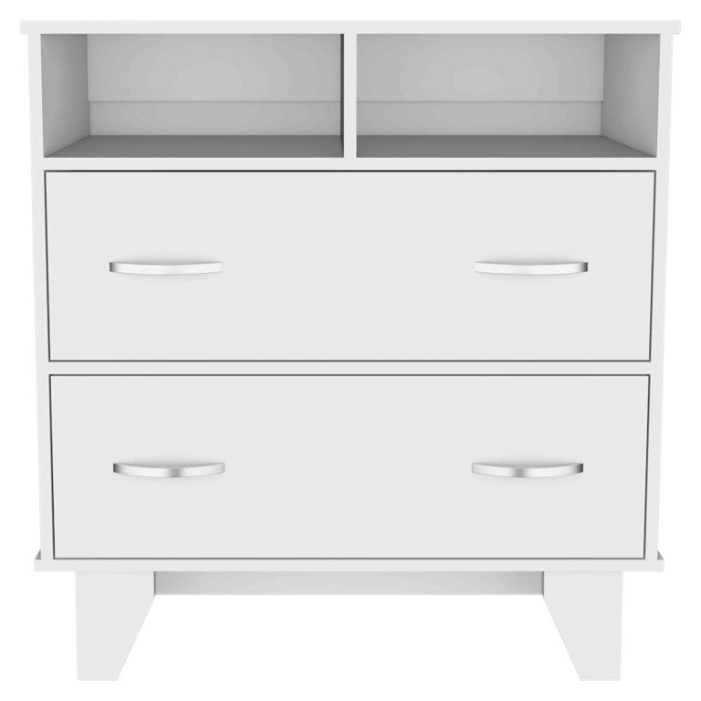 32 Inch Wood Two Drawer Dresser Compact Bedroom Storage Chest for Modern Decor