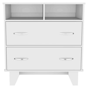 32 Inch Wood Two Drawer Dresser Compact Bedroom Storage Chest for Modern Decor