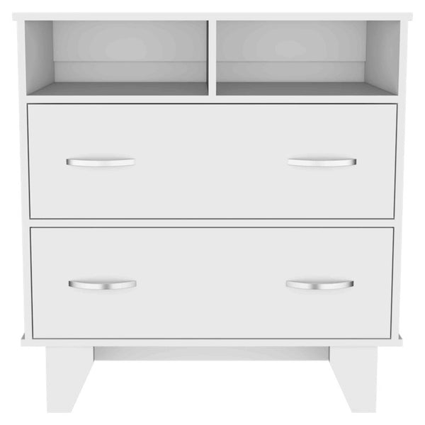 32 Inch Wood Two Drawer Dresser Compact Bedroom Storage Chest for Modern Decor