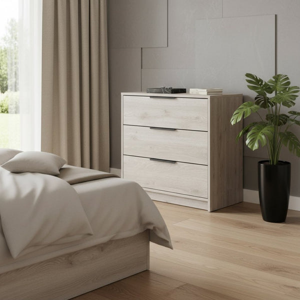 HomeRoots 28" Light Gray Wood Three Drawer Dresser - Modern Compact Storage Solution for Stylish Bedrooms 477785