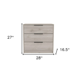 HomeRoots 28" Light Gray Wood Three Drawer Dresser - Modern Compact Storage Solution for Stylish Bedrooms 477785