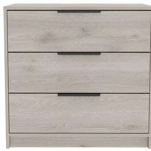 HomeRoots 28" Light Gray Wood Three Drawer Dresser - Modern Compact Storage Solution for Stylish Bedrooms 477785