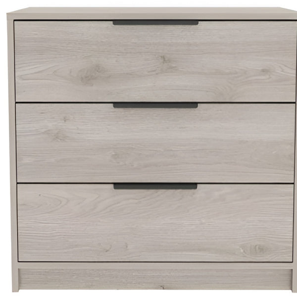 HomeRoots 28" Light Gray Wood Three Drawer Dresser - Modern Compact Storage Solution for Stylish Bedrooms 477785