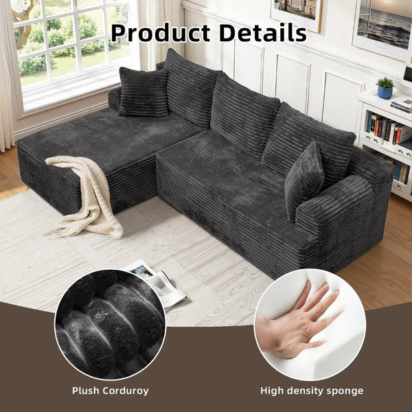 English Elm Modern Chenille Sectional Sofa with Chaise Configurable Modules for Living Room Lounging W3653P443556