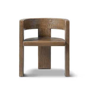 English Elm Soren Reclaimed Elm Sculptural Dining Chair with Wraparound Back Wabi-sabi Craft Brown B2719P474457