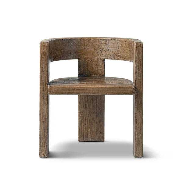 English Elm Soren Reclaimed Elm Sculptural Dining Chair with Wraparound Back Wabi-sabi Craft Brown B2719P474457