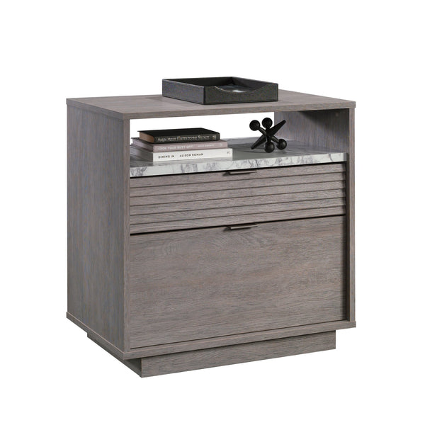 English Elm Lateral File - Stylish Medium Grey Lateral File With Faux Marble Accent For Home Office Organization B356P354473