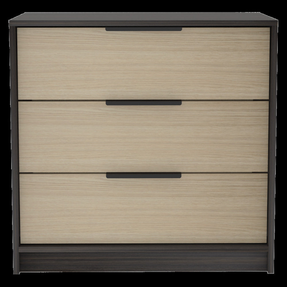 Homeroots 28" Black And Light Oak Manufactured Wood Three Drawer Dresser  Manufactured Wood 477803