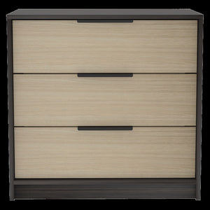 Homeroots 28" Black And Light Oak Manufactured Wood Three Drawer Dresser  Manufactured Wood 477803
