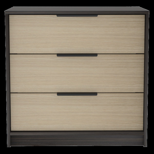 Homeroots 28" Black And Light Oak Manufactured Wood Three Drawer Dresser  Manufactured Wood 477803