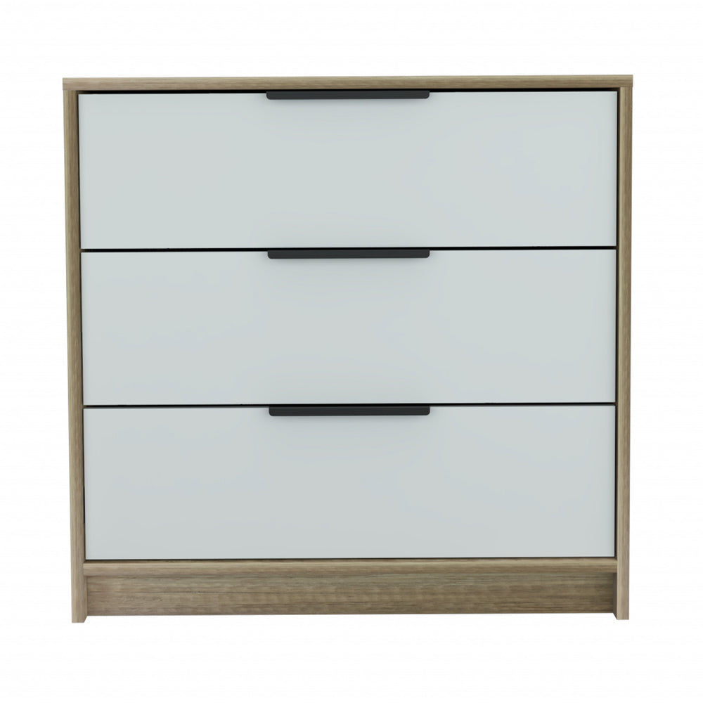 Homeroots 28" Light Oak And White Three Drawer Dresser  Manufactured Wood 477804