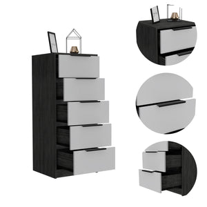 Homeroots 18" White Manufactured Wood Five Drawer Chest  Manufactured Wood 477807