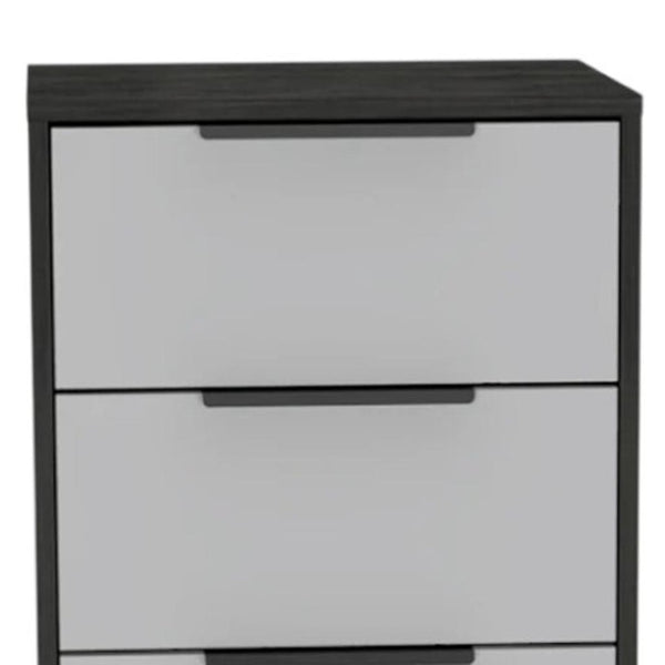 HomeRoots 28" Contemporary White and Smokey Oak Three-Drawer Dresser for Stylish and Organized Spaces 5 477807